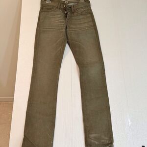 RRL Double RL by Ralph Lauren 28 X 32 Slim Fit  Denim Distressed Olive Wash